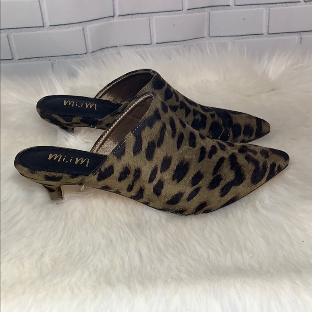Anthro Mi.iM Leopard Print Suede Mules Sz 6.5‎ - Picture 4 of 6